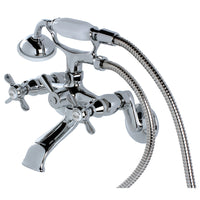 Thumbnail for Kingston Brass KS286C Essex Wall Mount Clawfoot Tub Faucet with Hand Shower, Polished Chrome - BNGBath