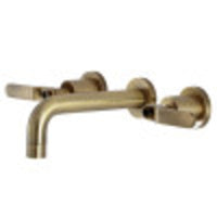 Thumbnail for Kingston Brass KS8123KL Whitaker Two-Handle Wall Mount Bathroom Faucet, Antique Brass - BNGBath