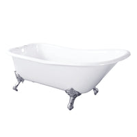Thumbnail for Aqua Eden VCT7D6630NF1 67-Inch Cast Iron Single Slipper Clawfoot Tub with 7-Inch Faucet Drillings, White/Polished Chrome - BNGBath