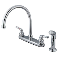 Thumbnail for Kingston Brass FB791SP Magellan 8-Inch Centerset Kitchen Faucet with Sprayer, Polished Chrome - BNGBath