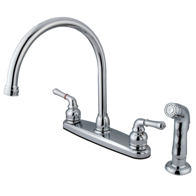 Kingston Brass FB791SP Magellan 8-Inch Centerset Kitchen Faucet with Sprayer, Polished Chrome - BNGBath