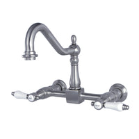 Thumbnail for Kingston Brass KS1248BPL Bel-Air Wall Mount Bridge Kitchen Faucet, Brushed Nickel - BNGBath