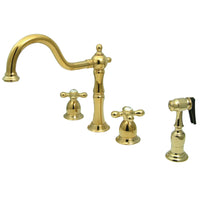 Thumbnail for Kingston Brass KB1792AXBS Widespread Kitchen Faucet, Polished Brass - BNGBath