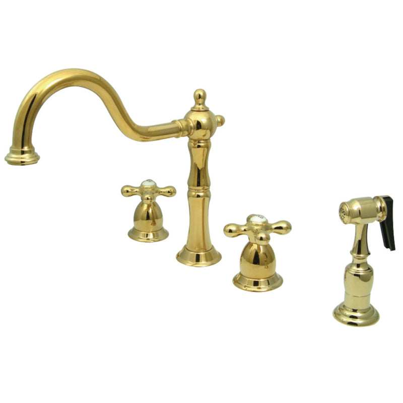 Kingston Brass KB1792AXBS Widespread Kitchen Faucet, Polished Brass - BNGBath
