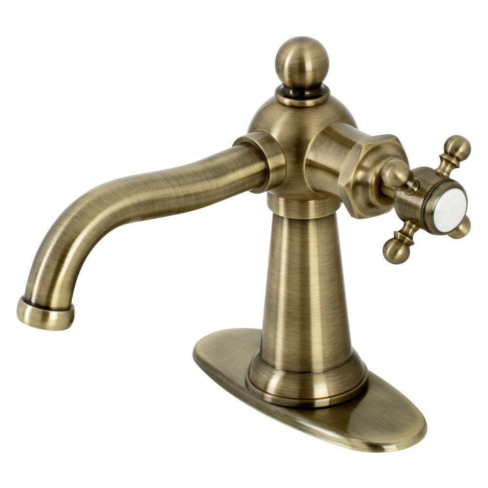 Kingston Brass KSD154BXAB Nautical Single-Handle Bathroom Faucet with Push Pop-Up, Antique Brass - BNGBath