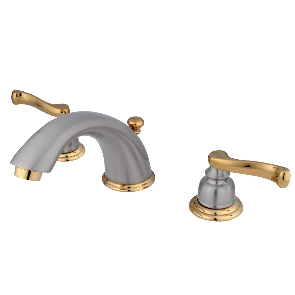 Kingston Brass KB8969FL 8 in. Widespread Bathroom Faucet, Brushed Nickel/Polished Brass - BNGBath