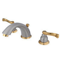 Thumbnail for Kingston Brass KB8969FL 8 in. Widespread Bathroom Faucet, Brushed Nickel/Polished Brass - BNGBath