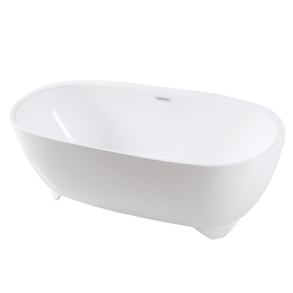 Aqua Eden VTDE673123S 67-Inch Acrylic Double Ended Freestanding Tub with Drain, White - BNGBath