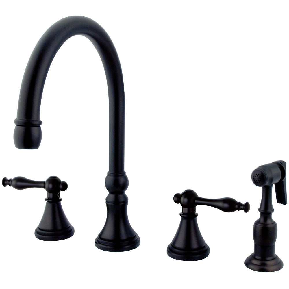 Kingston Brass KS2795NLBS Widespread Kitchen Faucet, Oil Rubbed Bronze - BNGBath