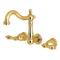 Thumbnail for Kingston Brass KS1252AL 8-Inch Center Wall Mount Bathroom Faucet, Polished Brass - BNGBath