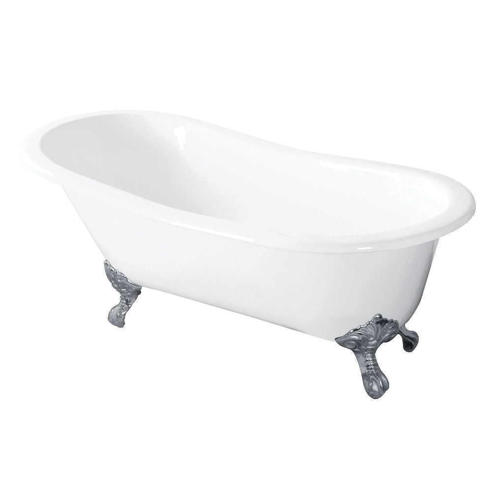 Aqua Eden VCTND5431B1 54-Inch Cast Iron Slipper Clawfoot Tub without Faucet Drillings, White/Polished Chrome - BNGBath