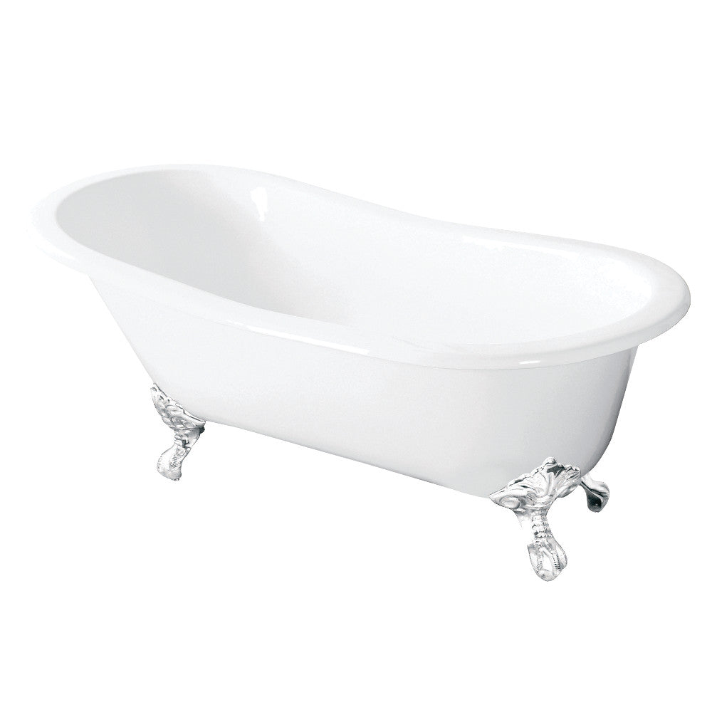 Aqua Eden VCTND5431BW 54-Inch Cast Iron Slipper Clawfoot Tub without Faucet Drillings, White - BNGBath