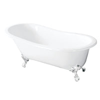 Thumbnail for Aqua Eden VCTND5431BW 54-Inch Cast Iron Slipper Clawfoot Tub without Faucet Drillings, White - BNGBath