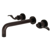 Thumbnail for Kingston Brass KS8025DFL NuWave Two-Handle Wall Mount Tub Faucet, Oil Rubbed Bronze - BNGBath