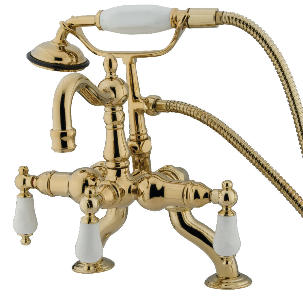 Kingston Brass CC2011T2 Vintage Clawfoot Tub Faucet with Hand Shower, Polished Brass - BNGBath