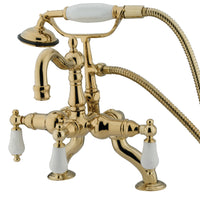 Thumbnail for Kingston Brass CC2011T2 Vintage Clawfoot Tub Faucet with Hand Shower, Polished Brass - BNGBath