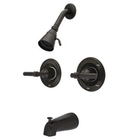Thumbnail for Kingston Brass KB665ML Vintage Twin Handles Tub Shower Faucet Pressure Balanced With Volume Control, Oil Rubbed Bronze - BNGBath