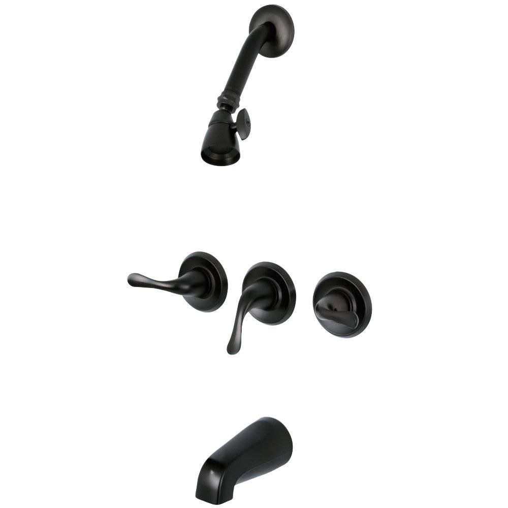 Kingston Brass KB2235YL Three Handle Tub Shower Faucet, Oil Rubbed Bronze - BNGBath