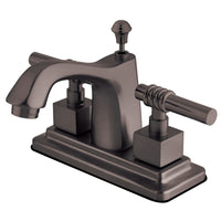 Thumbnail for Kingston Brass KS8649QL 4 in. Centerset Bathroom Faucet, Brushed Nickel/Polished Brass - BNGBath