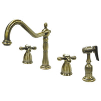 Thumbnail for Kingston Brass KB1793AXBS Widespread Kitchen Faucet, Antique Brass - BNGBath