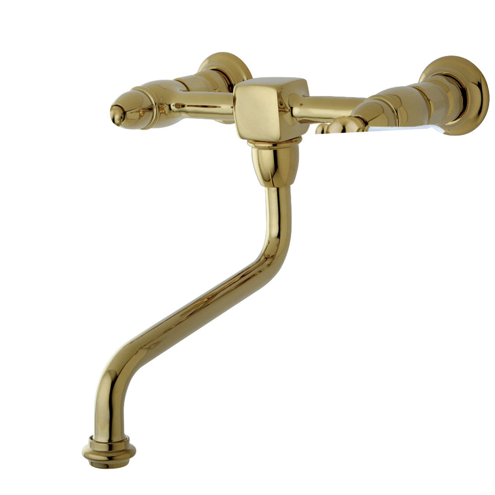 Kingston Brass KS1212PL Heritage Wall Mount Bathroom Faucet, Polished Brass - BNGBath