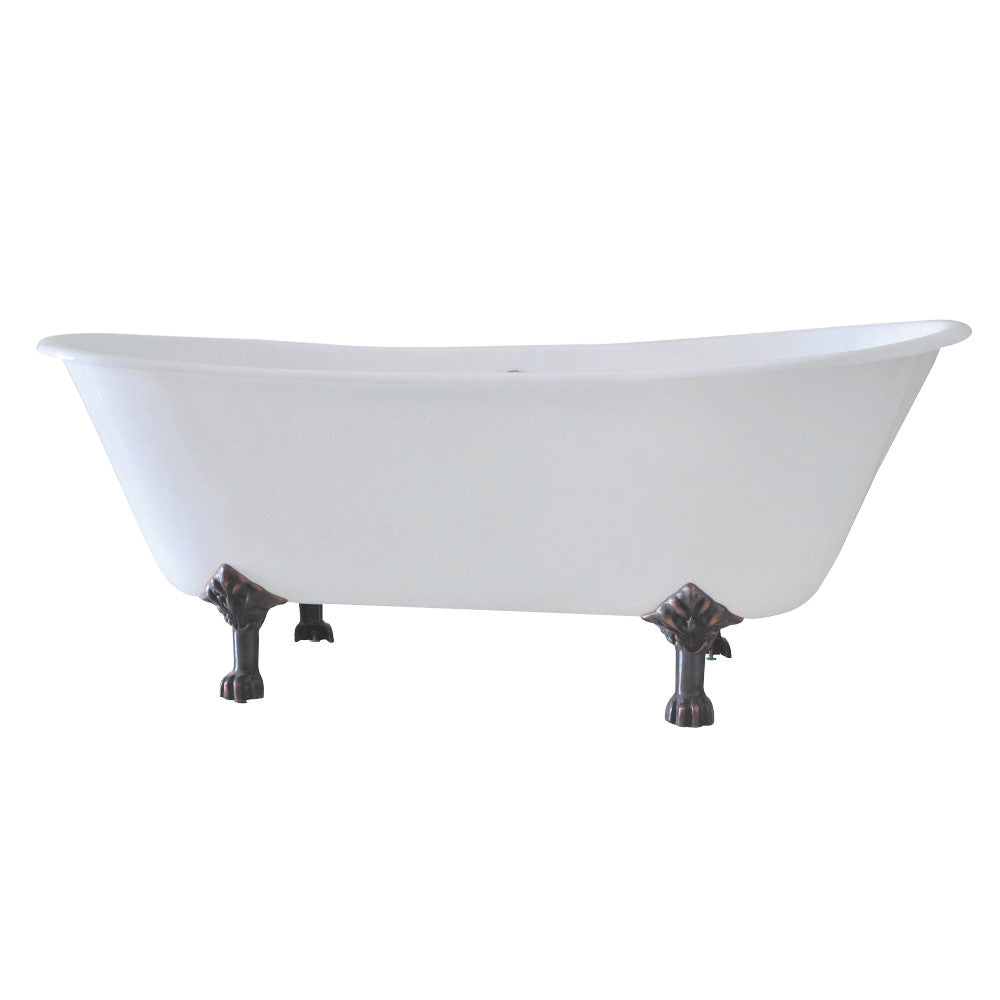 Aqua Eden VCT7D6728NH5 67-Inch Cast Iron Double Slipper Clawfoot Tub with 7-Inch Faucet Drillings, White/Oil Rubbed Bronze - BNGBath