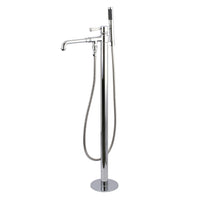 Thumbnail for Kingston Brass KS7031DPL Paris Freestanding Tub Faucet with Hand Shower, Polished Chrome - BNGBath