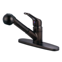 Thumbnail for Kingston Brass GKB705SP Water Saving Wyndham Pull-out Kitchen Faucet with Single Loop Handle and Matching Wand, Oil Rubbed Bronze - BNGBath