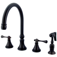 Thumbnail for Kingston Brass KS2795BLBS Widespread Kitchen Faucet, Oil Rubbed Bronze - BNGBath