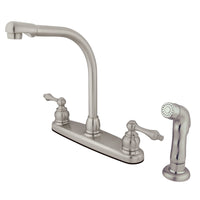 Thumbnail for Kingston Brass GKB718ALSP Victorian Centerset Kitchen Faucet, Brushed Nickel - BNGBath