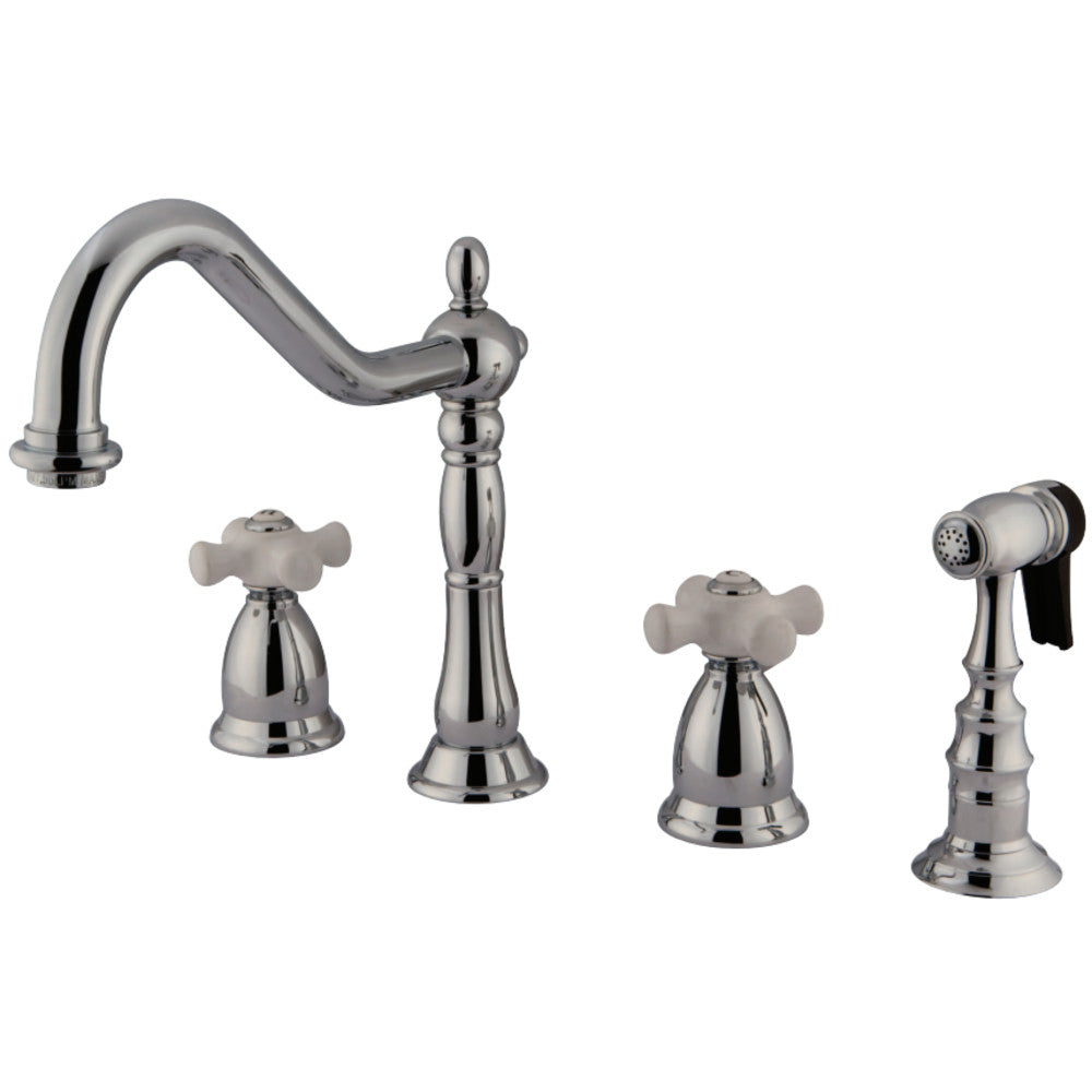 Kingston Brass KS1791PXBS Widespread Kitchen Faucet, Polished Chrome - BNGBath
