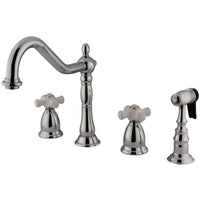 Thumbnail for Kingston Brass KS1791PXBS Widespread Kitchen Faucet, Polished Chrome - BNGBath