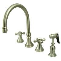 Thumbnail for Kingston Brass KS2798AXBS Widespread Kitchen Faucet, Brushed Nickel - BNGBath