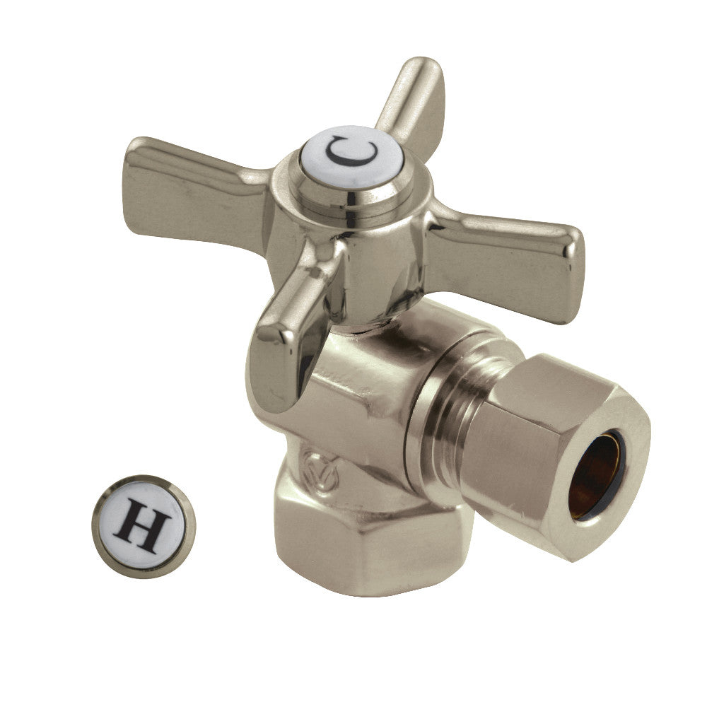Kingston Brass CC33108ZX 3/8" FIP X 3/8" OD Comp Angle Stop Valve, Brushed Nickel - BNGBath
