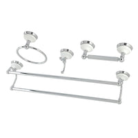 Thumbnail for Kingston Brass BAK1113478C Victorian 4-Pieces Dual Towel Bar Bathroom Hardware Set, Polished Chrome - BNGBath