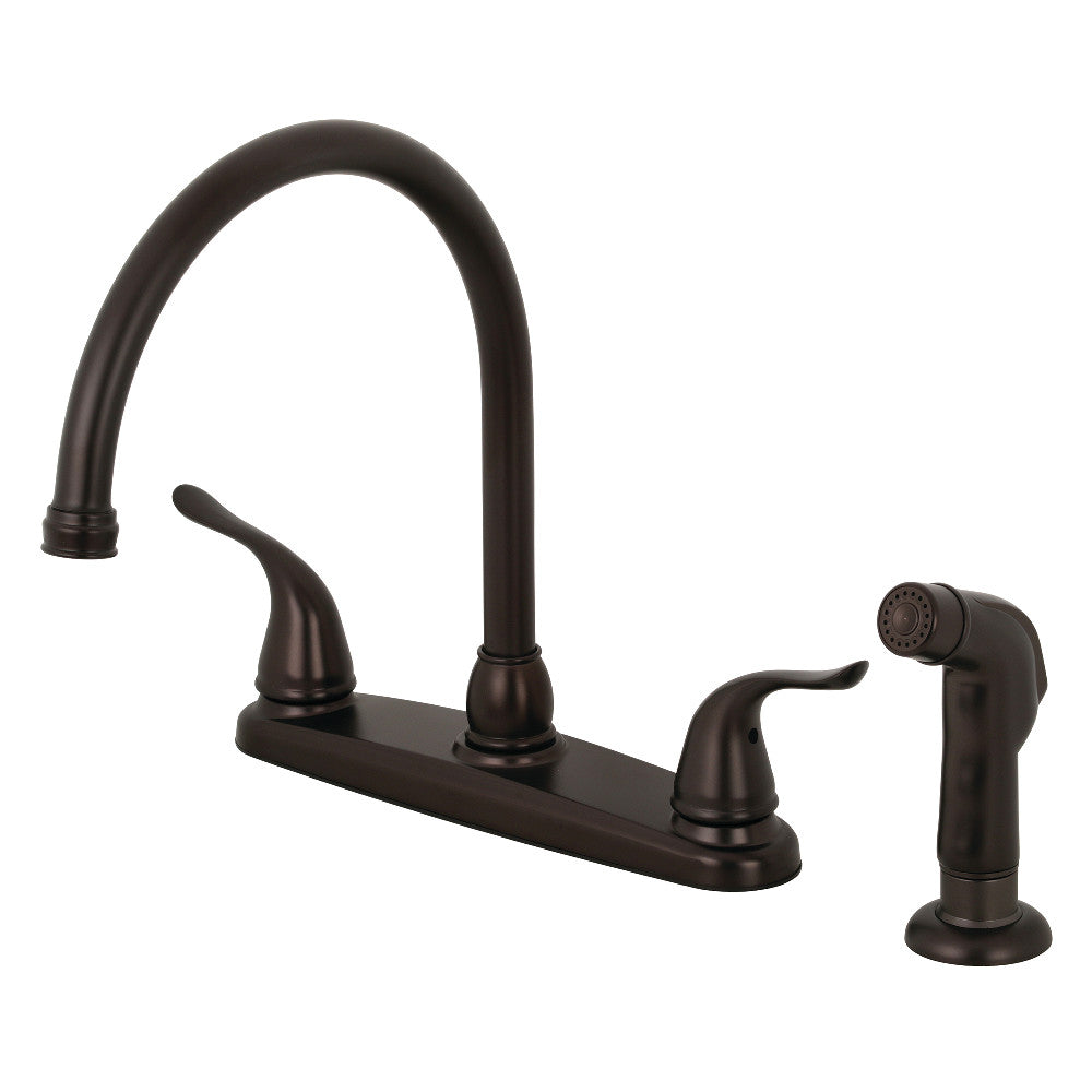 Kingston Brass KB795YLSP Yosemite 8-Inch Centerset Kitchen Faucet with Sprayer, Oil Rubbed Bronze - BNGBath