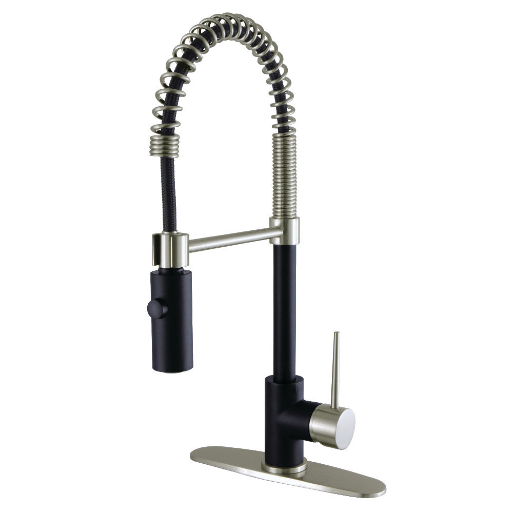 Gourmetier LS8779NYL New York Single-Handle Pre-Rinse Kitchen Faucet, Matte Black/Brushed Nickel - BNGBath
