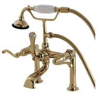 Thumbnail for Aqua Vintage AE103T2FL Royale Deck Mount Clawfoot Tub Faucet, Polished Brass - BNGBath