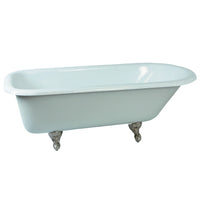 Thumbnail for Aqua Eden NHVCTND673123T8 66-Inch Cast Iron Roll Top Clawfoot Tub (No Faucet Drillings), White/Brushed Nickel - BNGBath