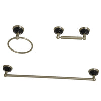 Thumbnail for Kingston Brass BAK911148BN Water Onyx 3-Piece Bathroom Accessory Set, Brushed Nickel - BNGBath