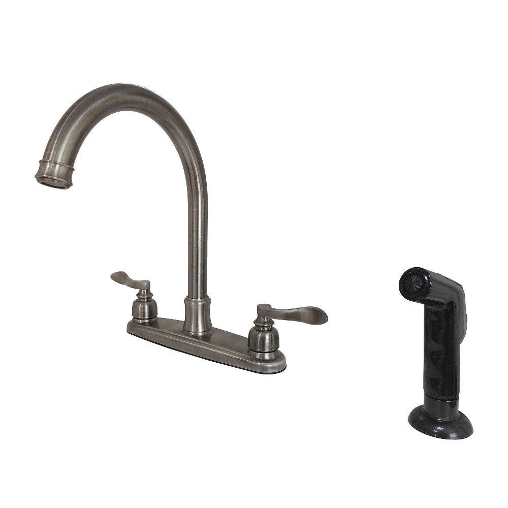Kingston Brass FB7794NFLSP NuWave French 8-Inch Centerset Kitchen Faucet with Sprayer, Black Stainless - BNGBath