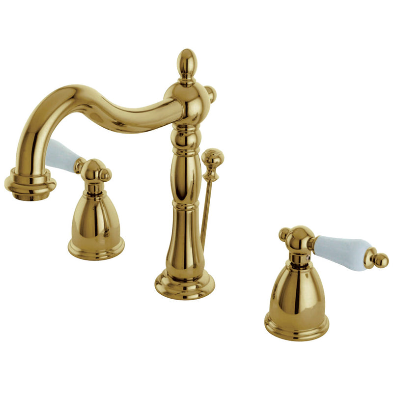 Kingston Brass KB1972PL Heritage Widespread Bathroom Faucet with Brass Pop-Up, Polished Brass - BNGBath