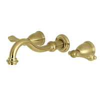 Thumbnail for Kingston Brass KS3027AL Restoration Two-Handle Wall Mount Tub Faucet, Brushed Brass - BNGBath