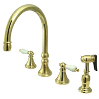 Thumbnail for Kingston Brass KS2792PLBS Widespread Kitchen Faucet, Polished Brass - BNGBath