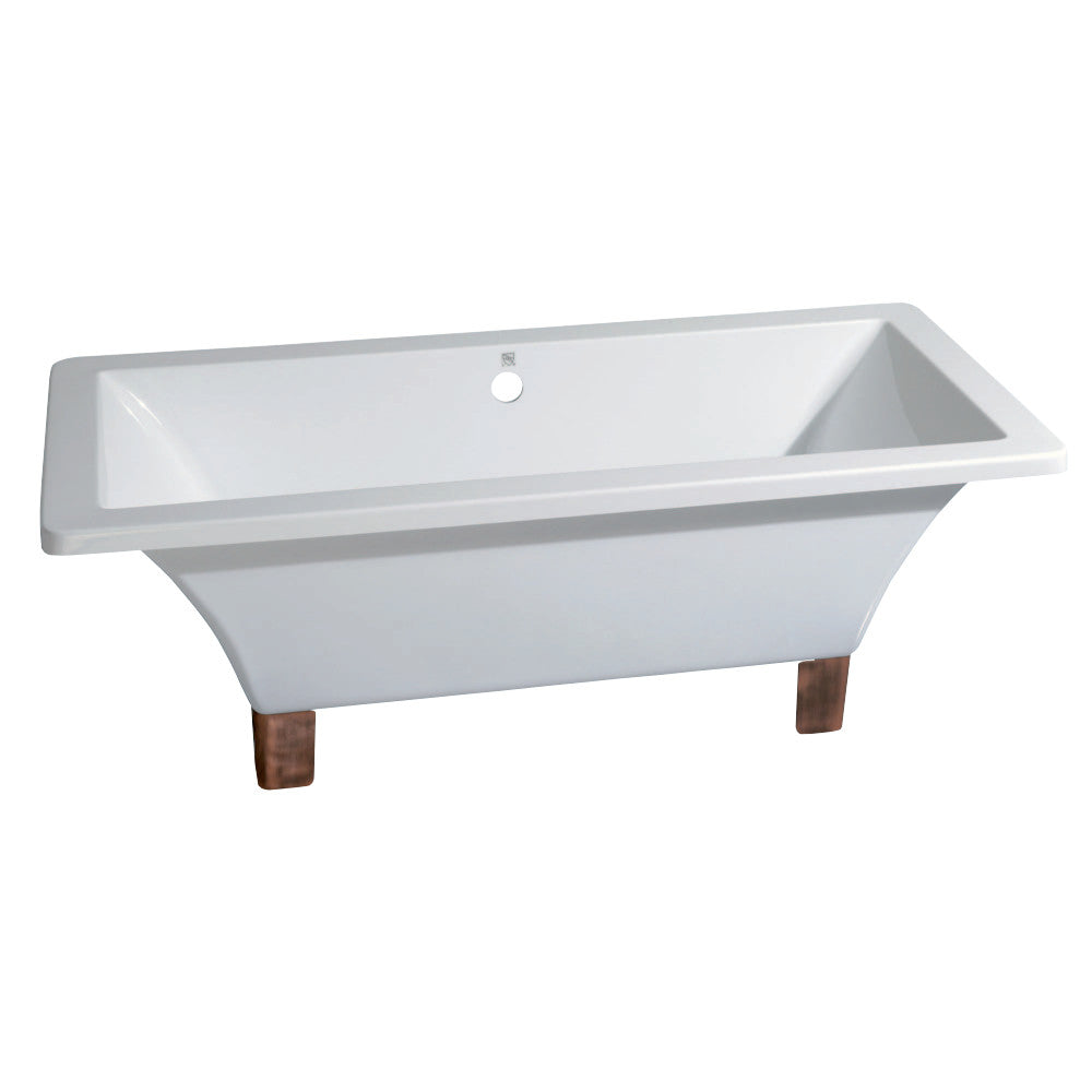 Aqua Eden VTSQ673018A6 67-Inch Acrylic Double Ended Clawfoot Tub (No Faucet Drillings), White/Naples Bronze - BNGBath