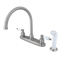 Thumbnail for Kingston Brass KB728 Vintage Centerset Kitchen Faucet, Brushed Nickel - BNGBath