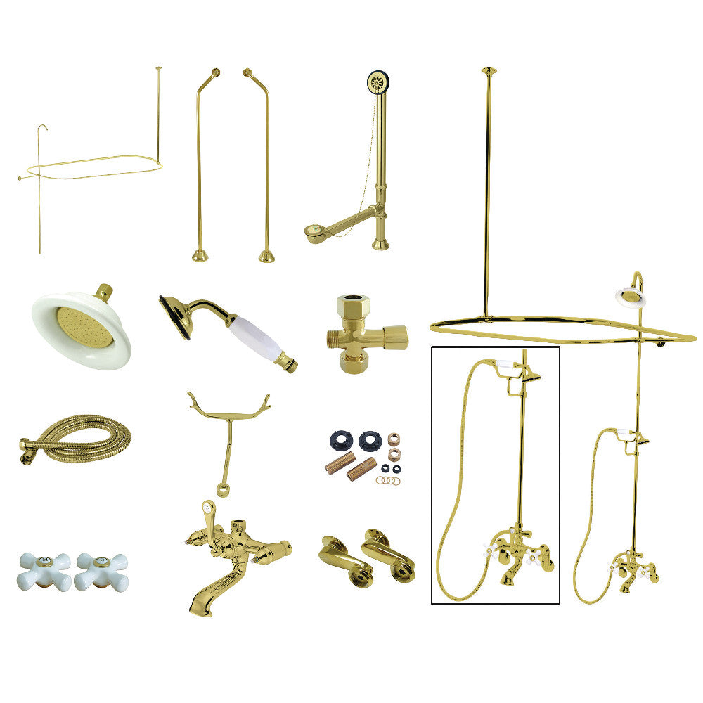 Kingston Brass CCK1182PX Vintage Clawfoot Tub Faucet Package, Polished Brass - BNGBath
