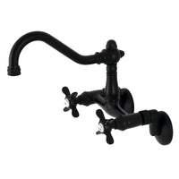 Thumbnail for Kingston Brass KS3220BEX 6-Inch Adjustable Center Wall Mount Kitchen Faucet, Matte Black - BNGBath