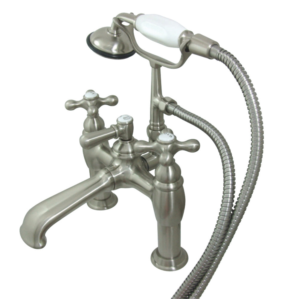 Kingston Brass CC609T8 Vintage 7-Inch Deck Mount Tub Faucet with Hand Shower, Brushed Nickel - BNGBath