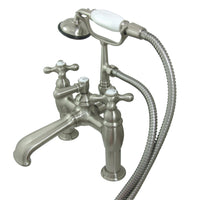 Thumbnail for Kingston Brass CC609T8 Vintage 7-Inch Deck Mount Tub Faucet with Hand Shower, Brushed Nickel - BNGBath